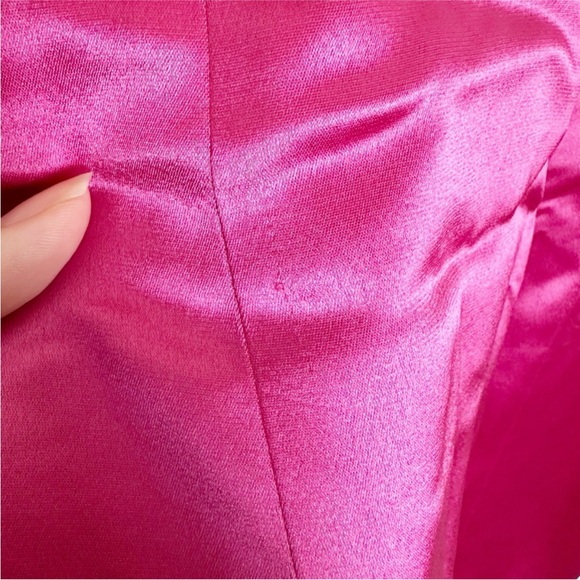 New Cami NYC Roxanne Feather Mini Dress Magnolia Hot Pink Satin 2 - Picture 10 of 12